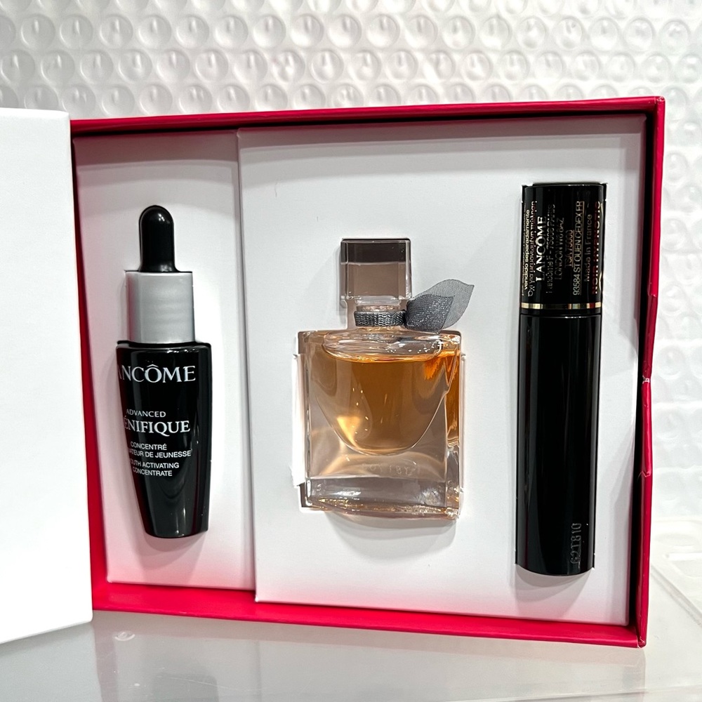 Lancome Mascara and Skincare Set with Black and Gold Accents